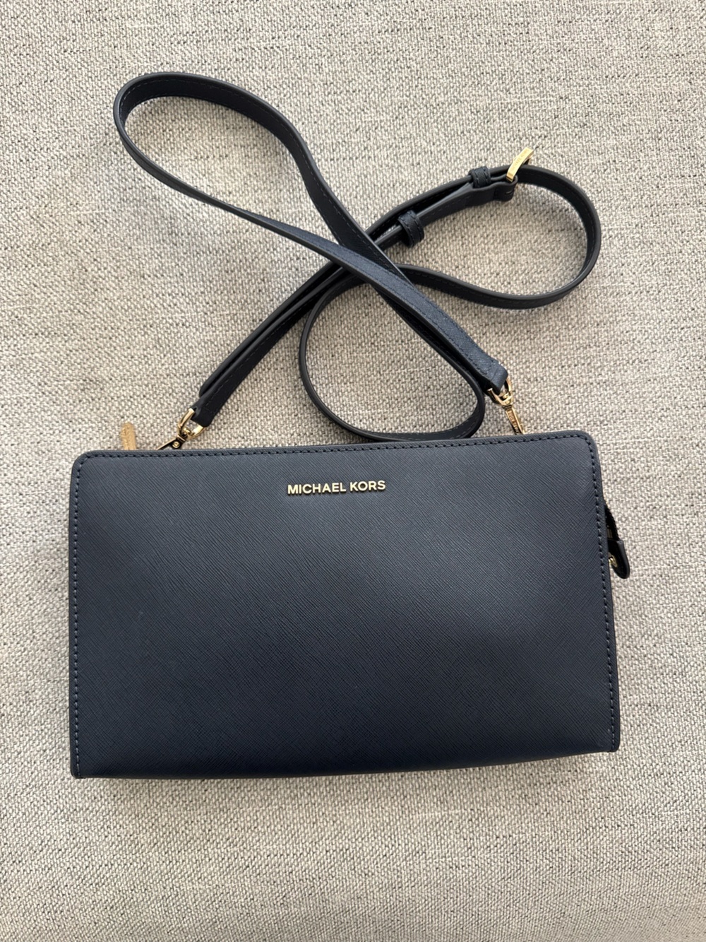 Michael Kors navy Leather Crossbody with Gold Hardware